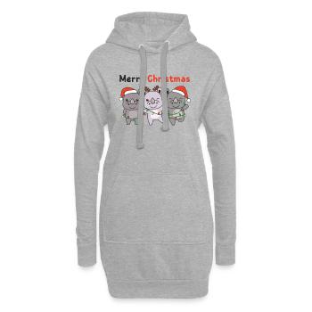 Rhino Joyeux Noël Animaux mignons - Sweat-shirt à capuche long Femme - gris chiné - Devant