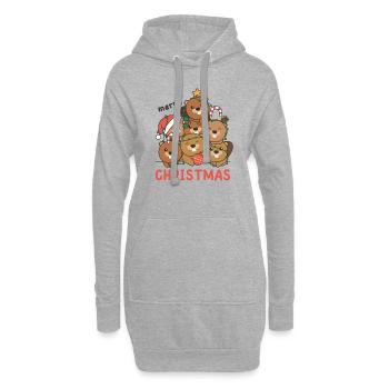 Castor Arbre de Noël Joyeux Noël - Sweat-shirt à capuche long Femme - gris chiné - Devant