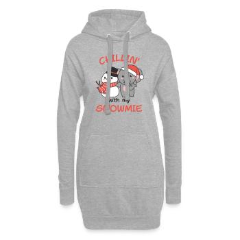 Elephant Chillin avec mon bonhomme de neige - Sweat-shirt à capuche long Femme - gris chiné - Devant