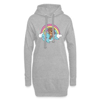 Narwhal Bear Ocean Unicorn kawaii Rainbow - Sweat-shirt à capuche long Femme - gris chiné - Devant