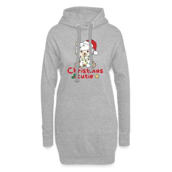 Alpaka Weihnachten Alpakas Christmas Cutie - Hoodie-Kleid - Grau meliert - Vorne