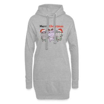 Hippopotames de Noël Animaux Mignons Hippopotames Joyeux Noël - Sweat-shirt à capuche long Femme - gris chiné - Devant