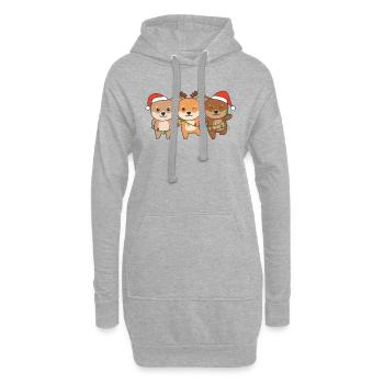 Shiba Inu Weihnachten Weihnachtstiere süße Hunde - Hoodie-Kleid - Grau meliert - Vorne