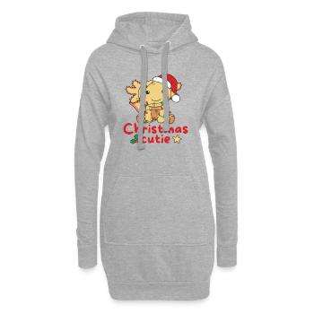 Axolotl Weihnachten Axolotls Christmas Cutie - Hoodie-Kleid - Grau meliert - Vorne