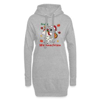 Weihnachts Einhorn Koala frohe Weihnachten Einhorn - Hoodie-Kleid - Grau meliert - Vorne
