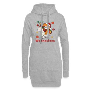 Weihnachts Roter Panda frohe Weihnachten Einhorn - Hoodie-Kleid - Grau meliert - Vorne