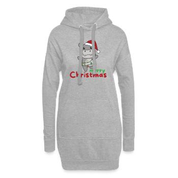 Hippo fröhliche Weihnachten Winter Tiere Hippos - Hoodie-Kleid - Grau meliert - Vorne