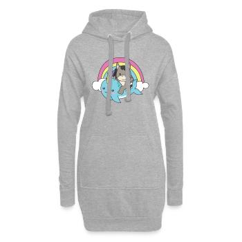 Narval Donkey Ocean Unicorn kawaii Arc-en-ciel - Sweat-shirt à capuche long Femme - gris chiné - Devant