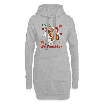 Weihnachts Einhorn Reh frohe Weihnachten Einhorn - Hoodie-Kleid - Grau meliert - Vorne