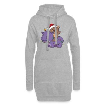 Noël Hippopotame Ours Joyeux Noël Hippopotame - Sweat-shirt à capuche long Femme - gris chiné - Devant
