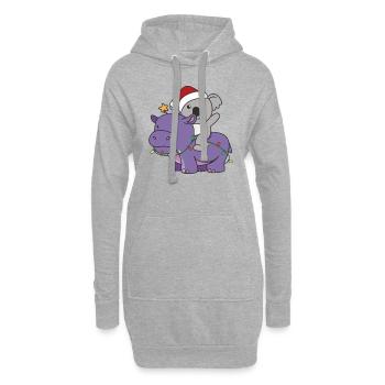 Weihnachts Hippo Koala frohe Weihnachten Hippo - Hoodie-Kleid - Grau meliert - Vorne
