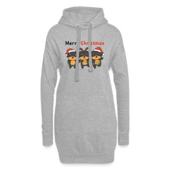 Rottweiler Joyeux Noël mignons chiens - Sweat-shirt à capuche long Femme - gris chiné - Devant