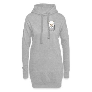 Lama in Tasche süßer Lamas in Brusttasche - Hoodie-Kleid - Grau meliert - Vorne