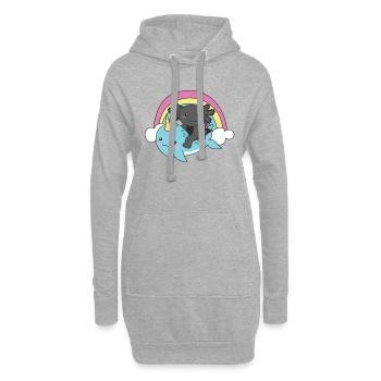 Narval Axolotl Ocean Unicorn kawaii Arc-en-ciel - Sweat-shirt à capuche long Femme - gris chiné - Devant