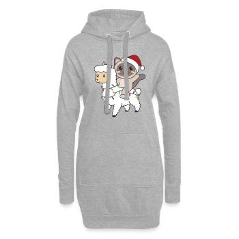 Katze Lama Alpaka Weihnachten Schnee Winter Tiere - Hoodie-Kleid - Grau meliert - Vorne