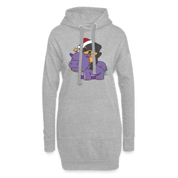 Weihnachts Hippo Rottweiler frohe Weihnachten Hund - Hoodie-Kleid - Grau meliert - Vorne