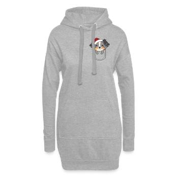 Weinachten Australian Shepherd Brusttasche - Hoodie-Kleid - Grau meliert - Vorne