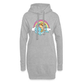 Narval Suricate Ocean Unicorn kawaii Arc-en-ciel - Sweat-shirt à capuche long Femme - gris chiné - Devant