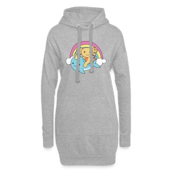 Narval Axolotl Ocean Unicorn kawaii Arc-en-ciel - Sweat-shirt à capuche long Femme - gris chiné - Devant