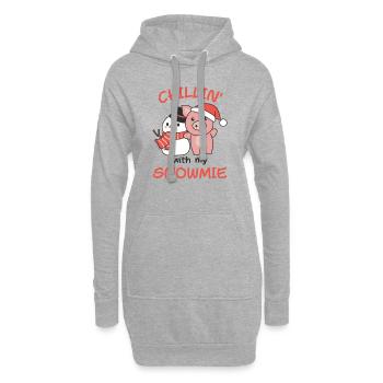 Pig Chillin avec mon bonhomme de neige - Sweat-shirt à capuche long Femme - gris chiné - Devant
