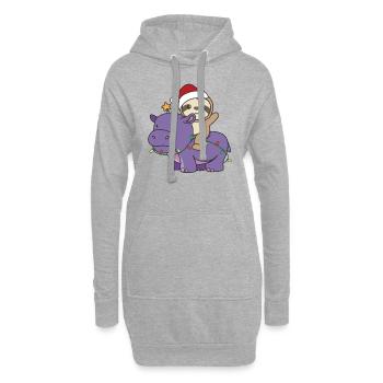 Weihnachts Hippo Faultier frohe Weihnachten Hippo - Hoodie-Kleid - Grau meliert - Vorne