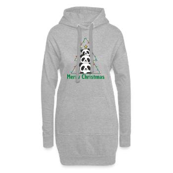 Panda Arbre de Noël Animaux de Noël Pandas - Sweat-shirt à capuche long Femme - gris chiné - Devant