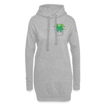 Dragon dans la poche dragons mignons dans la poche de poitrine - Sweat-shirt à capuche long Femme - gris chiné - Devant