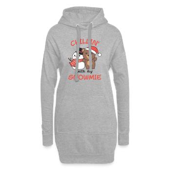 Bear Chillin avec mon bonhomme de neige snowmie - Sweat-shirt à capuche long Femme - gris chiné - Devant