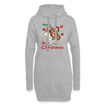 Licorne de Noël Ours Joyeux Noël Licorne - Sweat-shirt à capuche long Femme - gris chiné - Devant