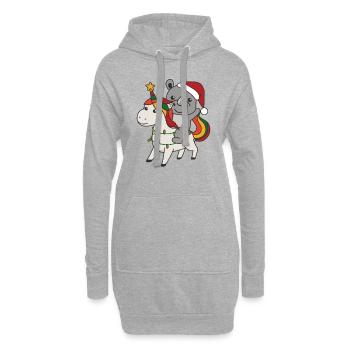Noël Rhinocéros Joyeux Noël Licorne - Sweat-shirt à capuche long Femme - gris chiné - Devant