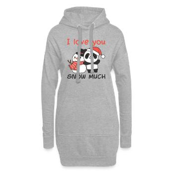 Panda je t’aime neige beaucoup de jeu de mots bonhomme de neige - Sweat-shirt à capuche long Femme - gris chiné - Devant