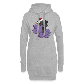 Weihnachts Hippo Labrador frohe Weihnachten Hunde - Hoodie-Kleid - Grau meliert - Vorne