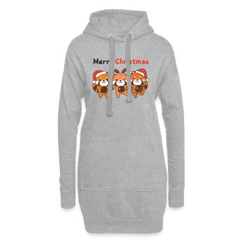 Roter Panda Weihnachts Rote Pandas Merry Christmas - Hoodie-Kleid - Grau meliert - Vorne