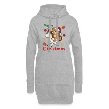 Weihnachts Einhorn Biber frohe Weihnachten Einhorn - Hoodie-Kleid - Grau meliert - Vorne