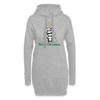 Panda Arbre de Noël Animaux de Noël Pandas - Sweat-shirt à capuche long Femme - gris chiné - Devant