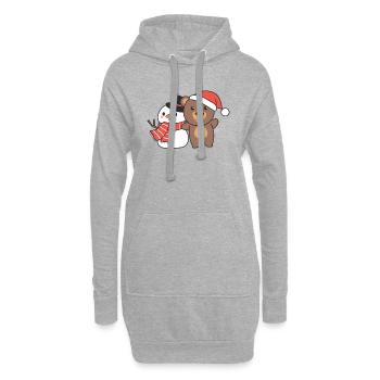 Ours avec bonhomme de neige en hiver pour Noël - Sweat-shirt à capuche long Femme - gris chiné - Devant