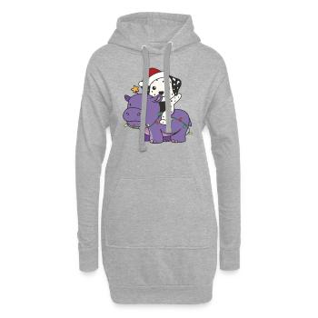 Weihnachts Hippo Dalmatiner frohe Weihnachten - Hoodie-Kleid - Grau meliert - Vorne