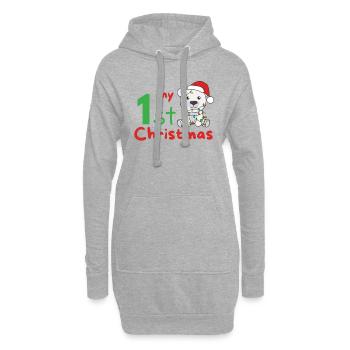Ours polaire Noël Ours polaires mon 1er Noël - Sweat-shirt à capuche long Femme - gris chiné - Devant