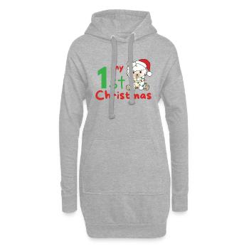 Alpaga Noël Alpagas mon 1er Noël - Sweat-shirt à capuche long Femme - gris chiné - Devant
