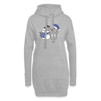 Koala mit Schneemann im Winter zu Weihnachten - Hoodie-Kleid - Grau meliert - Vorne