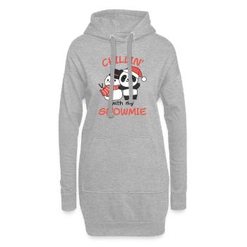 Panda Chillin avec mon bonhomme de neige - Sweat-shirt à capuche long Femme - gris chiné - Devant