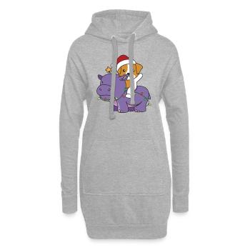 Noël Hippopotame Jack Russell Joyeux Noël - Sweat-shirt à capuche long Femme - gris chiné - Devant