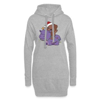 Weihnachts Hippo Labrador frohe Weihnachten Hunde - Hoodie-Kleid - Grau meliert - Vorne