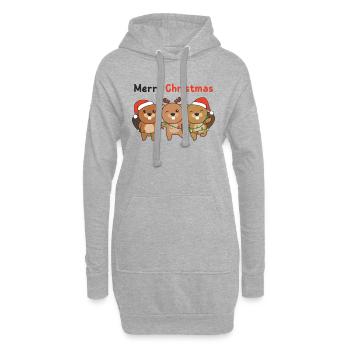 Castor Noël Animaux Castors Joyeux Noël - Sweat-shirt à capuche long Femme - gris chiné - Devant