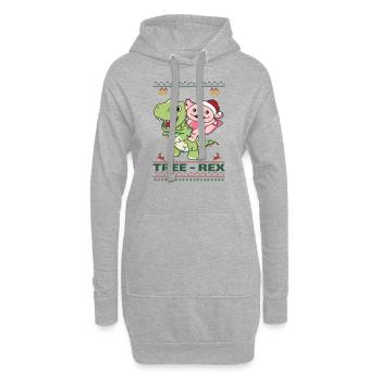 Joyeux Noël moche Noël Axolotl Arbre Rex - Sweat-shirt à capuche long Femme - gris chiné - Devant