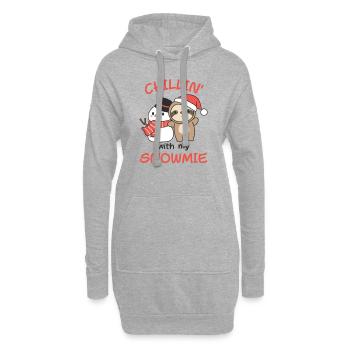 Sloth Chillin avec mon bonhomme de neige - Sweat-shirt à capuche long Femme - gris chiné - Devant