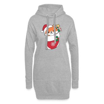 Renard Noël Neige Hiver Animaux Renard - Sweat-shirt à capuche long Femme - gris chiné - Devant