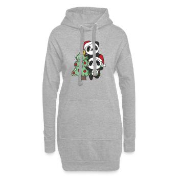 Panda Arbre de Noël Animaux de Noël Pandas - Sweat-shirt à capuche long Femme - gris chiné - Devant