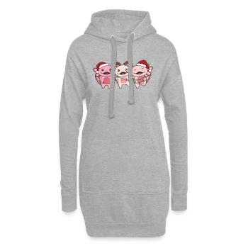 Axolotl Weihnachten Weihnachtstiere süße Axolotls - Hoodie-Kleid - Grau meliert - Vorne