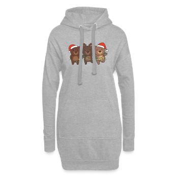 Bär Weihnachten Weihnachtstiere süße Bären - Hoodie-Kleid - Grau meliert - Vorne